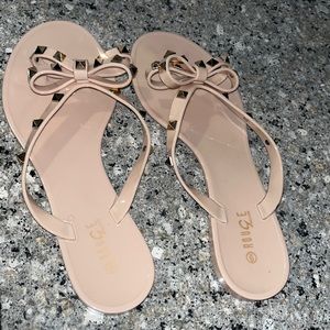 Studded Bow Flip Flop Sandals